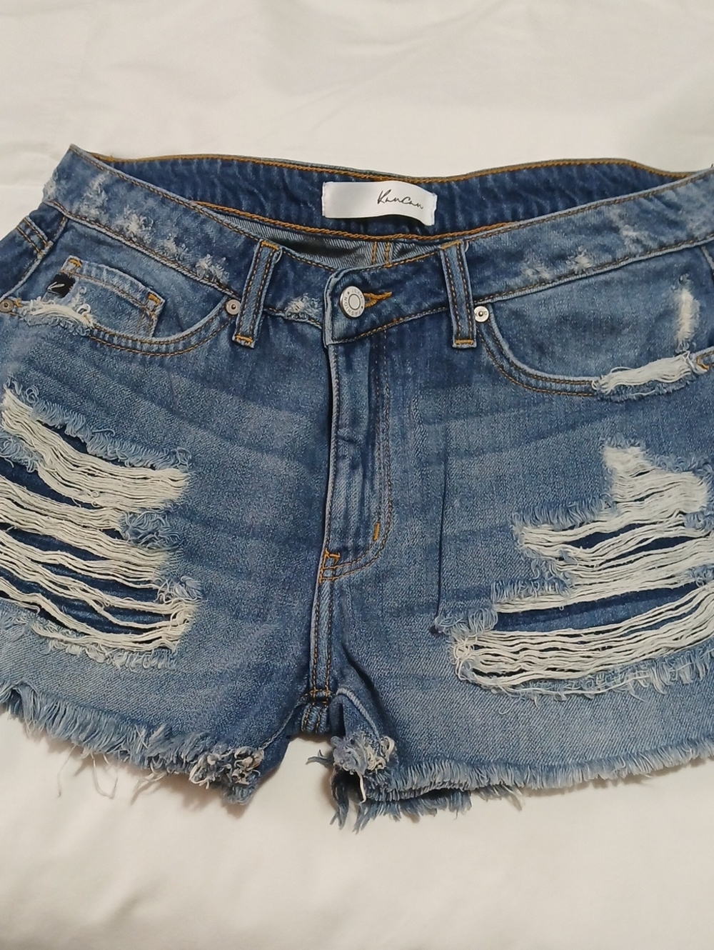 KanKan Denim Distressed Shorts